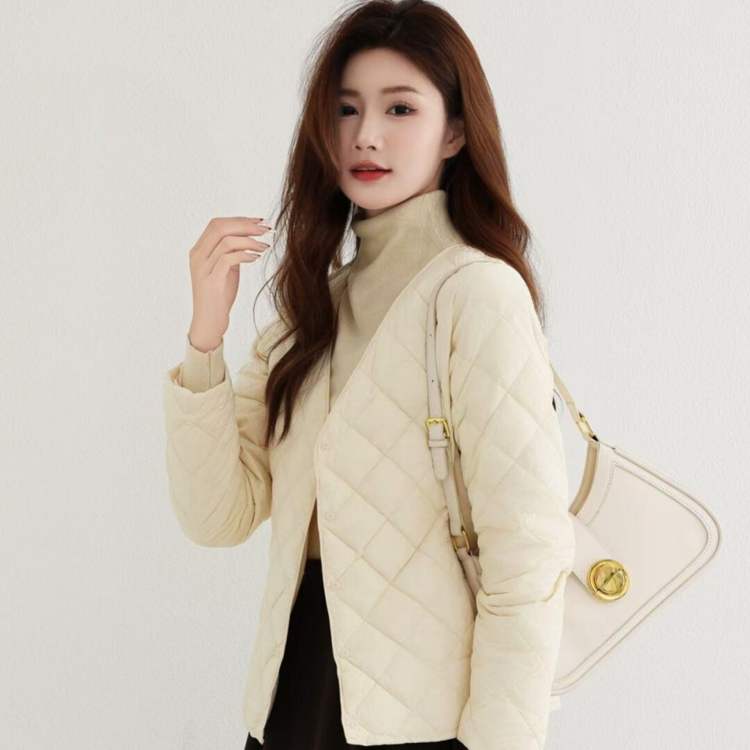 2026秋冬轻薄羽绒服女短款V领大衣内搭内胆修身保暖打底羽绒外套