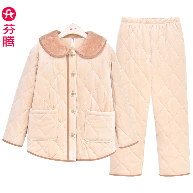 芬腾休闲时尚睡衣女冬季三层加厚夹棉珊瑚绒加绒保暖家居服可外穿,女士内衣/男士内衣/家居服,睡衣/家居服套装,淘宝优惠券,粉丝福利购,淘宝优惠卷