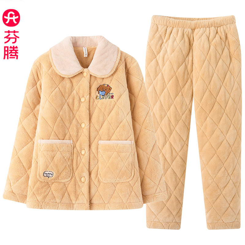 芬腾女士睡衣三层加厚夹棉法兰绒经典纯色家居服套装加绒专柜正品,女士内衣/男士内衣/家居服,睡衣/家居服套装,淘宝优惠券,粉丝福利购,淘宝优惠卷