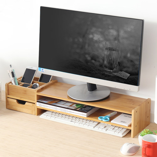 显示器屏增高架办公收纳底座抽屉