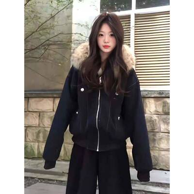 张九亿雕季IWCWW棉服女冬新款棉H衣加绒派克小个服子座短款棉山袄