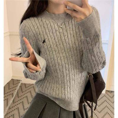 秋刺袖冬025年新2款韩系麻花圆领慵懒织毛衣高级感NCY绣针长衫XAS