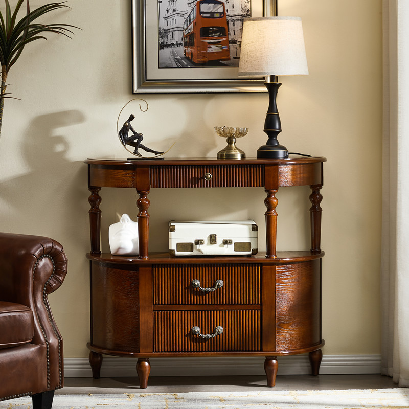 美式实木半圆玄关台入户玄关台