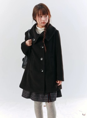 现货YUPH大翻领毛呢大衣修身显瘦百搭高立领穿搭外套秋冬季新款女