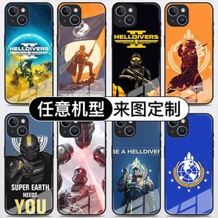绝地潜兵2手机壳苹果11/12mini适用15promax三星s24+游戏周边小米13华为pura70玻璃来图定制vivox100荣耀90男