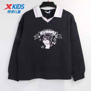 特步童装儿童套装卫衣女童秋季新款大童宽松可爱时尚外套运动裤子