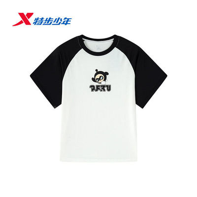 特步儿童运动短袖T恤男童夏季新款吸湿速干休闲上衣674325014425