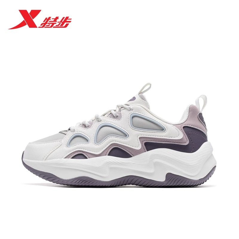 特步女鞋闪电5.0运动鞋2024冬季新款正品皮面保暖老爹鞋休闲鞋子