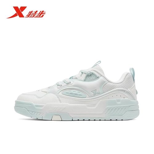 特步征程板鞋女鞋2025秋季新款厚底皮面休闲鞋运动鞋975318310028