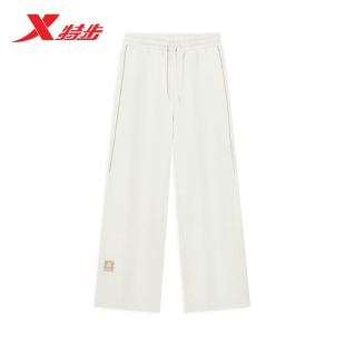 特步加绒运动裤女2025冬季新款时尚休闲阔腿针织长裤975428630231