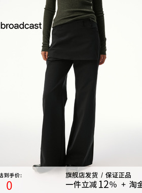 播复古百搭微喇休闲裤2025秋冬新款显瘦黑色喇叭裤长裤DDS4KD5295