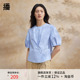 泡泡袖 短袖 衬衫 播法式 女2024夏季 新款 圆领别致小衫 上衣DDR2HD5737