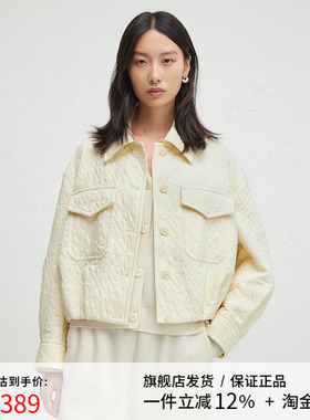 播商场同款黄色夹克短外套女24秋新款宽松气质翻领上衣BDR3WD3222