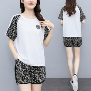 RM19348#运动套装女夏2023年新款时尚大码宽松短裤休闲服两件套