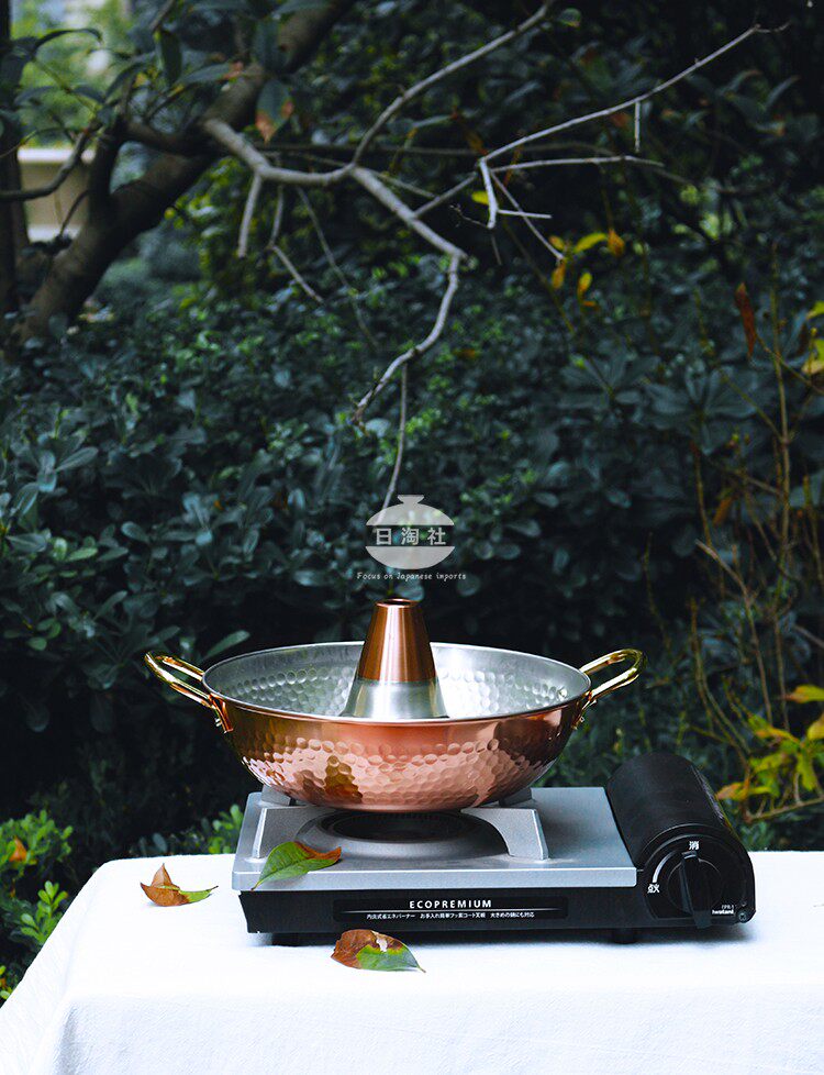 日本原装进口设计款直火铜火锅 涮羊肉涮锅 快速导热铜锅老火锅