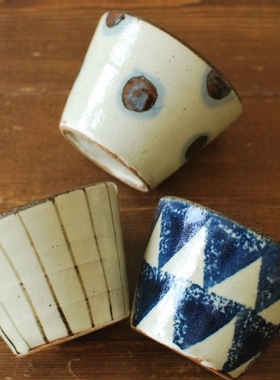 日本进口美浓烧 古染付蕎麦猪口杯 咖啡杯奶杯汤杯茶杯水杯和食器