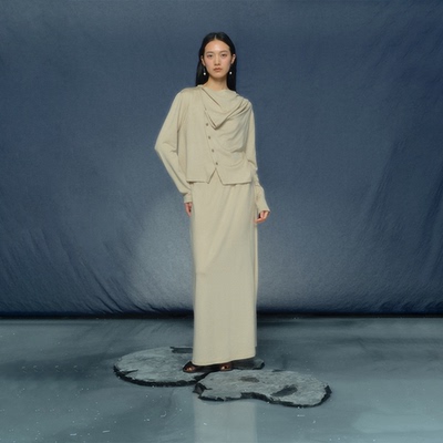 月泠泠老钱风羊毛直筒针织半身裙