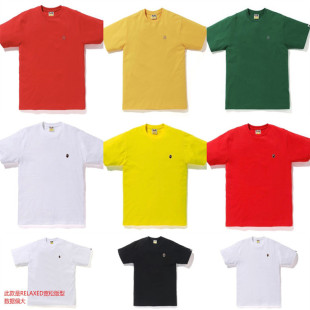刺绣鲨鱼猿人头 BAPE POINT 男装 短袖 现货 小标纯色 TEE ONE T恤