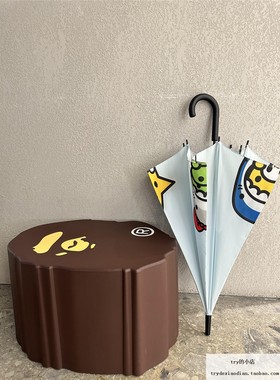 现货 BAPE BABY MILO 迷彩 蓝色小猴子动物园图案 长柄伞 晴雨伞