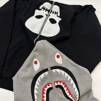 前后双面穿bapeNBHD鲨鱼鱼卫衣