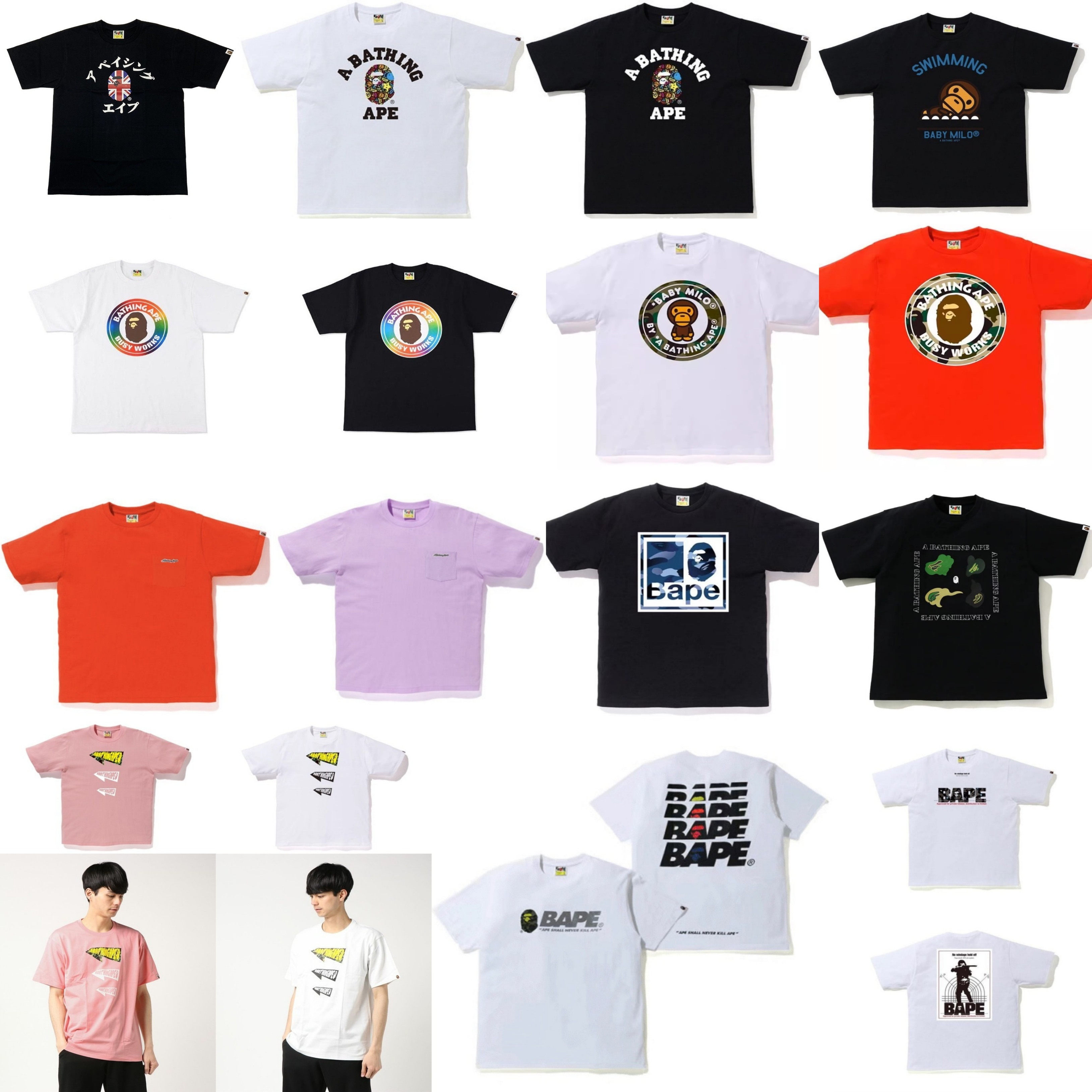 现货 折扣 BAPE TEE 猿人头字母小猴子迷彩 短袖T恤 集合潮牌休闲