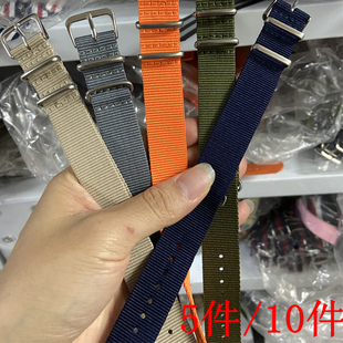 NATO 尼龙帆布表带12 14 16 18 20 22 24mm 针扣表带5件 10件价格