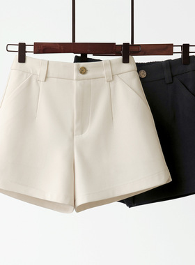 短裤女夏2024新款垂感西装料高腰显瘦阔腿黑色a字百搭外穿休闲裤