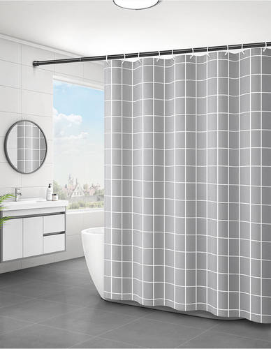 卫生间隔断帘加厚防水防霉套装免打孔窗帘杆子浴室浴帘涤纶布帘子