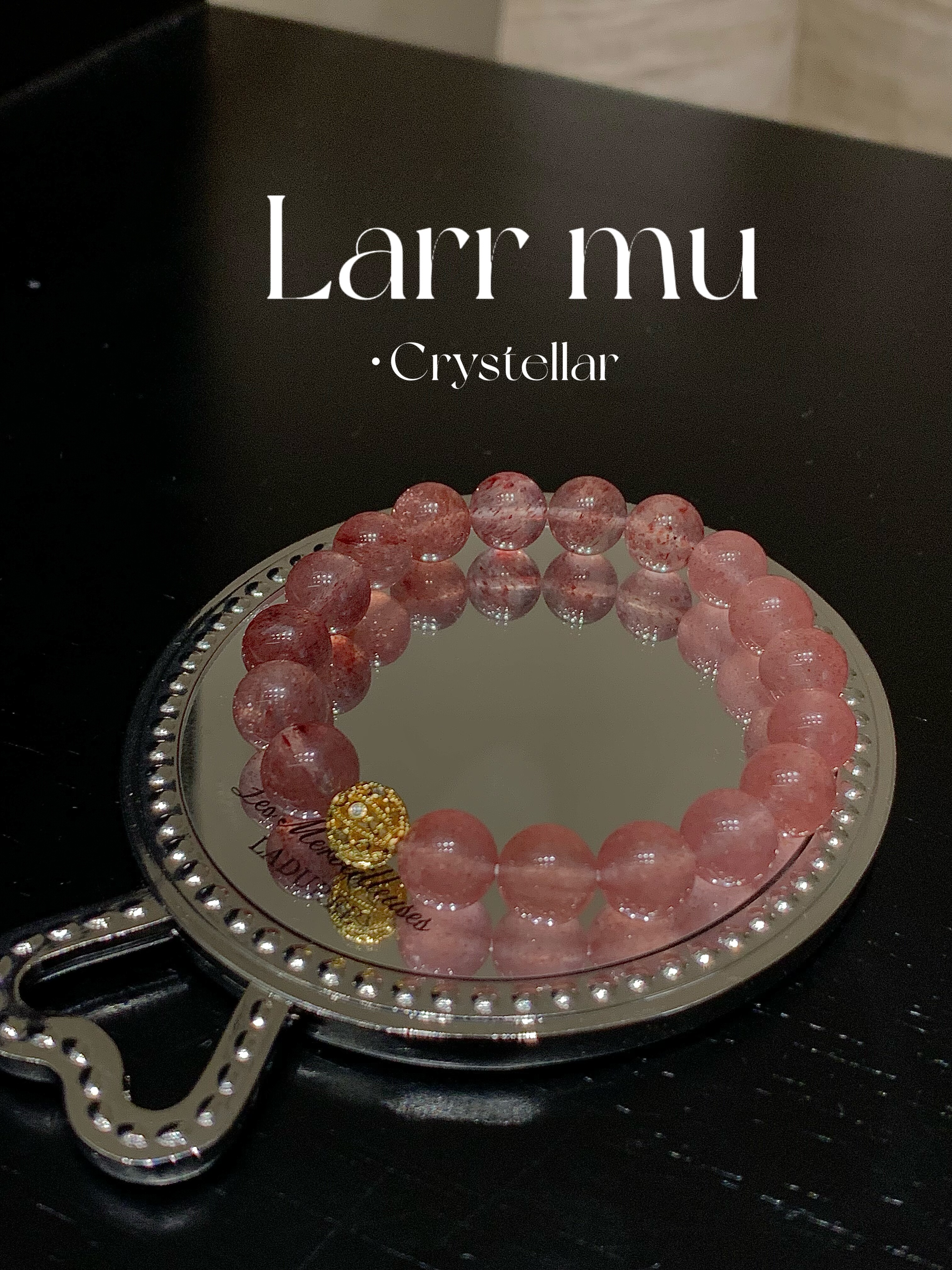 Larr mu•原创「粉绯鎏禧」天然草莓晶渐变色水晶手串招正桃花