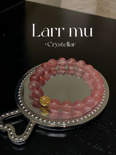 Larr mu•原创「粉绯鎏禧」天然草莓晶渐变色水晶手串招正桃花