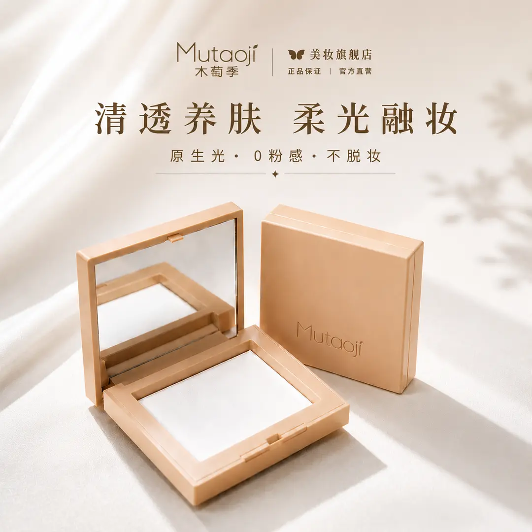 木萄季光感无痕清透蜜粉饼
