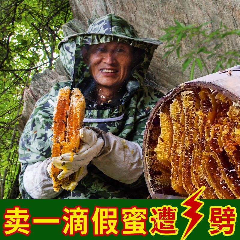 古树洞蜂巢蜜真蜂蜜土蜂蜜纯正宗百花蜜农家老深山野生花源