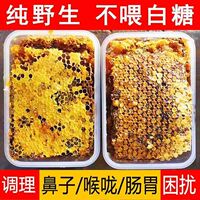 野生蜂巢蜜嚼着吃 秦岭土蜂蜜纯正天然 峰巢老巢蜜盒装野蜂蜜500g