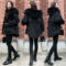 黑色羽绒服棉女2020新款冬季中长款时尚大毛领茧型工装派克轮播图1