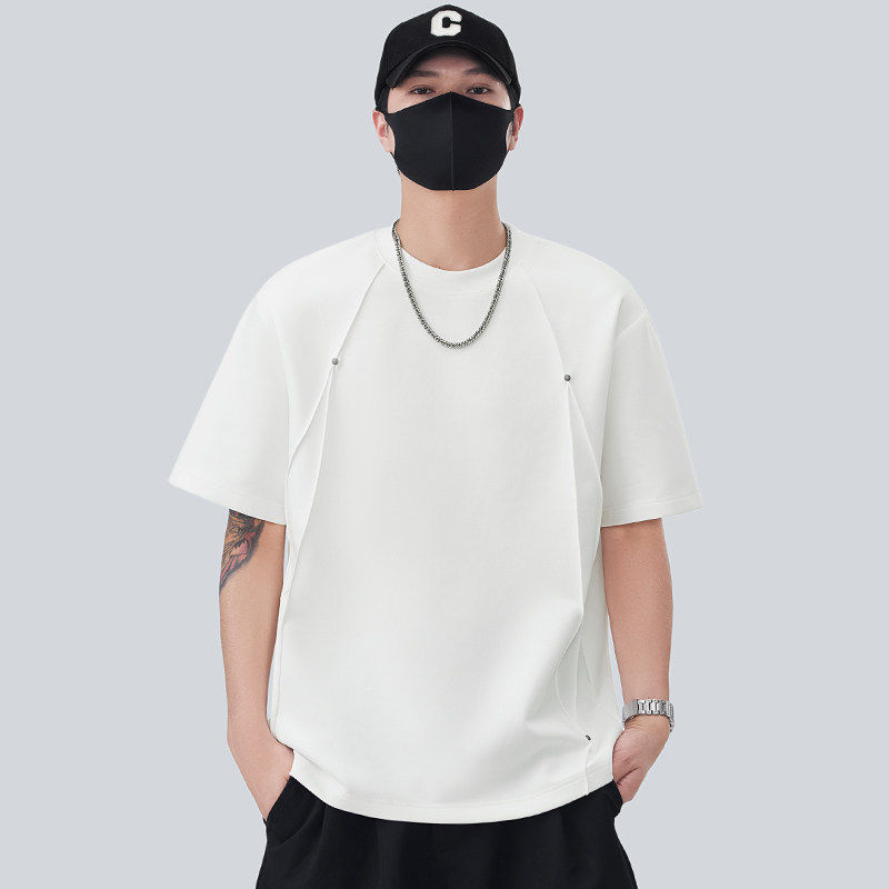 潮牌空气层凉感短袖t恤男士夏季新款高级感休闲圆领半袖冰丝体恤T