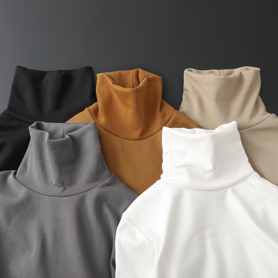 百尊加绒加厚保暖修身高领打底衫男冬季纯色内搭青年长袖T恤卫衣