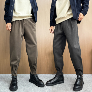 百尊裤子男士秋冬西装裤厚款工装休闲裤宽松配马丁靴的毛呢裤子男
