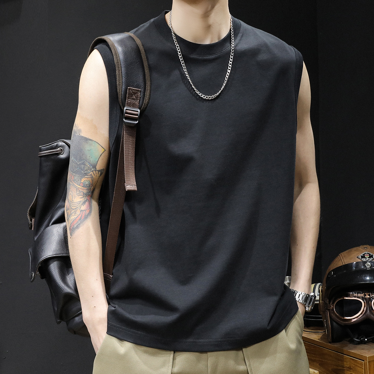 百尊背心男黑色坎肩男士无袖跨栏运动健身篮球男款大码2025夏季潮
