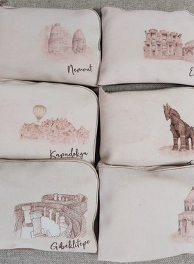 满包邮 土耳其航空UNESCO联名 PU过夜包收纳包化妆包含一次性配品