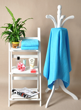 仓库搬家大清仓 满包邮 简洁超细纤维 超柔吸水湖蓝色浴巾 毛巾