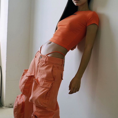 欧美工装裤宽松休闲束腿裤ins