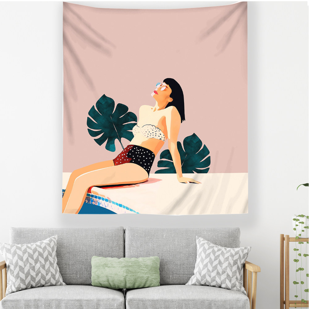 [Original by Fan Wei] ins fresh tiger girl Home Furnishing Valance bedroom sofa Background cloth decorate Wall paintingsin the Home Fabric , Tapestry/Tapestry  category - from Buy2taobao.com to provide professional Taobao agent buy service
