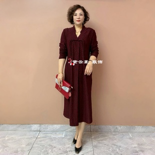 胖妈妈连衣裙新款秋冬季高端中老年女装国风长袖流苏显瘦宽松裙子