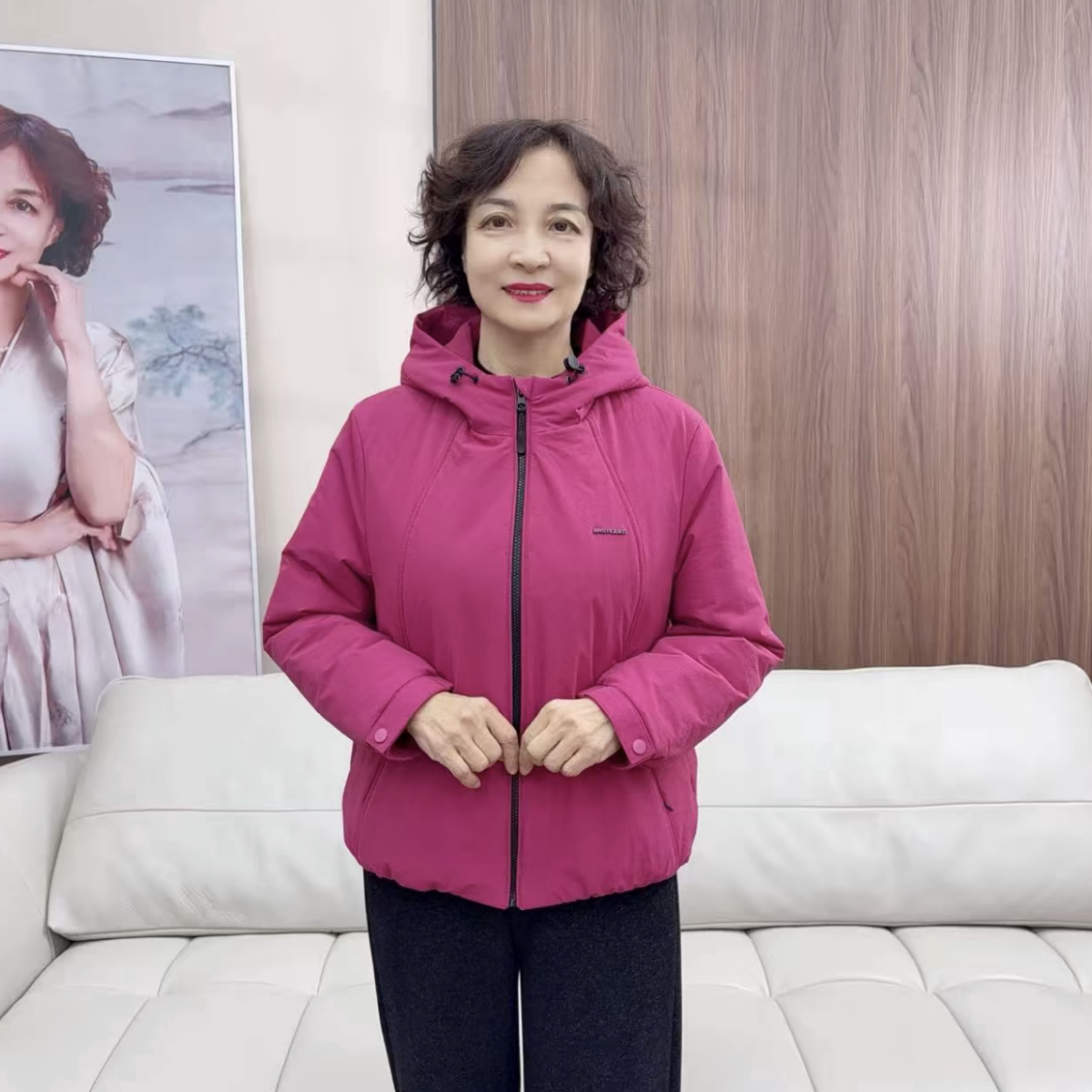 时尚连帽棉服冬季加厚棉袄保暖棉衣年轻妈妈宽松显瘦夹克大码外套