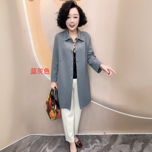 高端时尚中老年妈妈装空气棉风衣春秋新款宽松大码中长款减龄外套