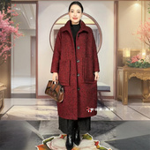 羊毛宽松妈妈200斤长款 阔太太欧货高端加肥大码 毛呢外套时尚 大衣