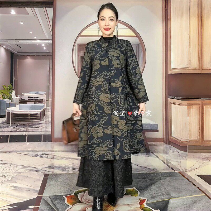 阔太太春秋长款国风盘扣大衣外套气质减龄宽松中老年妈妈过膝风衣,女装/女士精品,风衣,淘宝优惠券,粉丝福利购,淘宝优惠卷