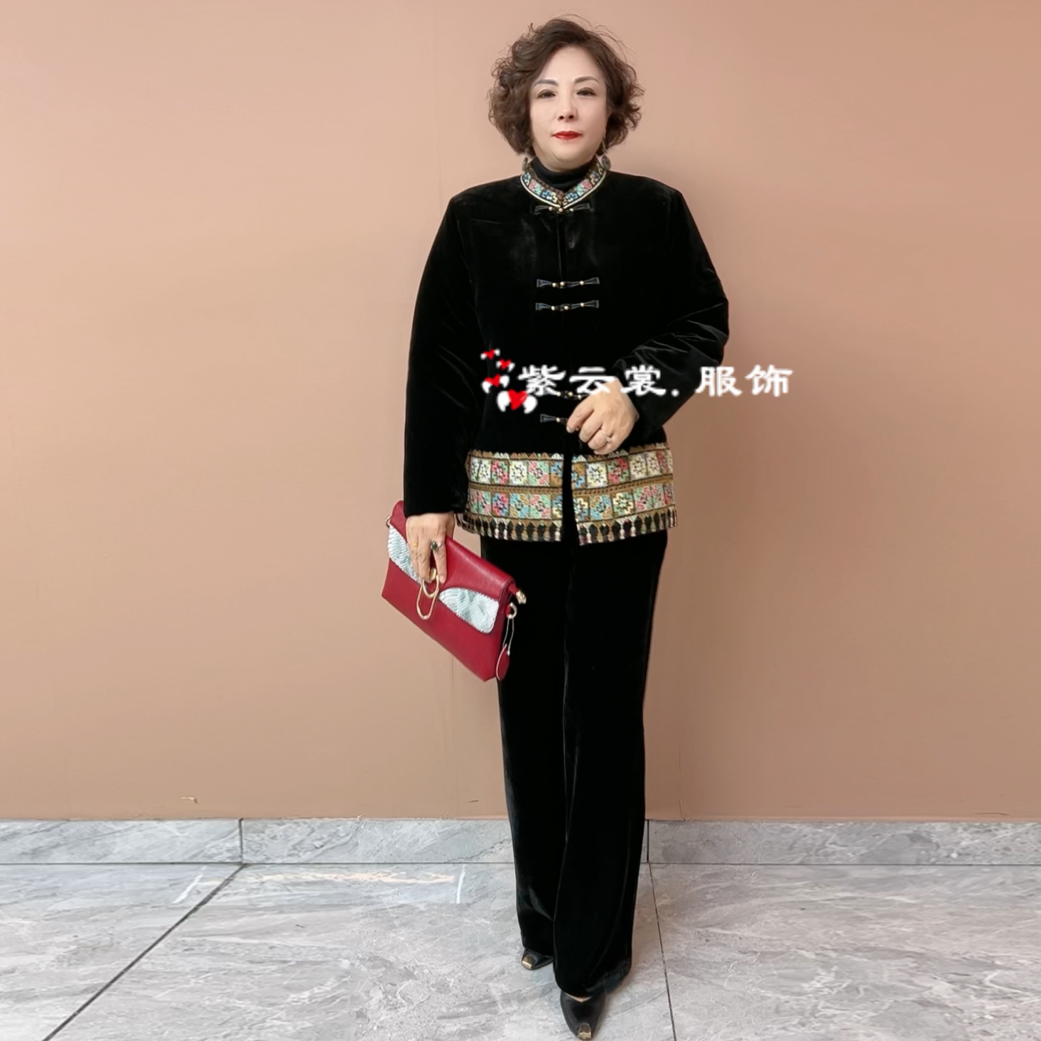 气质妈妈女冬装棉服外套中老年冬季加厚保暖国风盘扣大码棉袄唐装