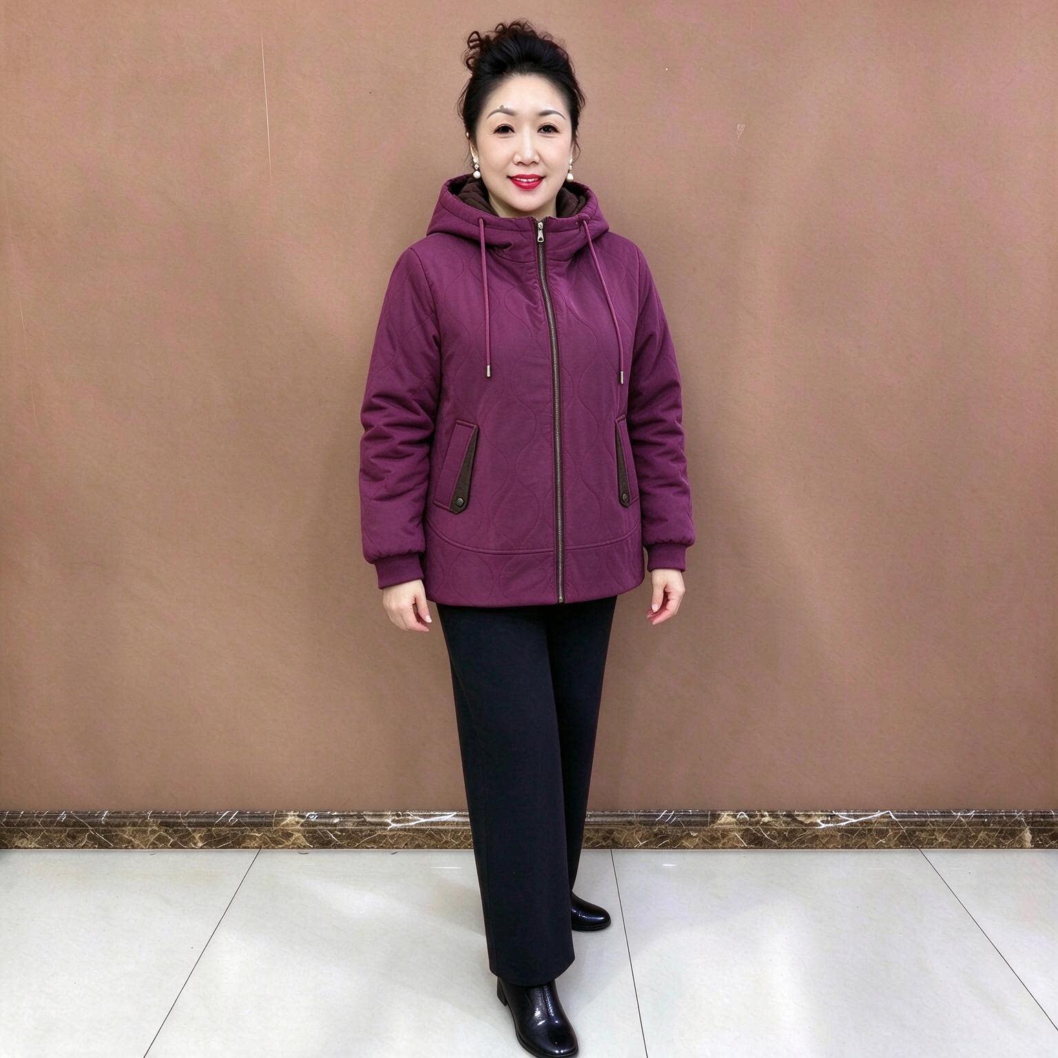 特体大码女装秋冬新款时尚连帽中老年妈妈棉服外套200斤洋气棉袄