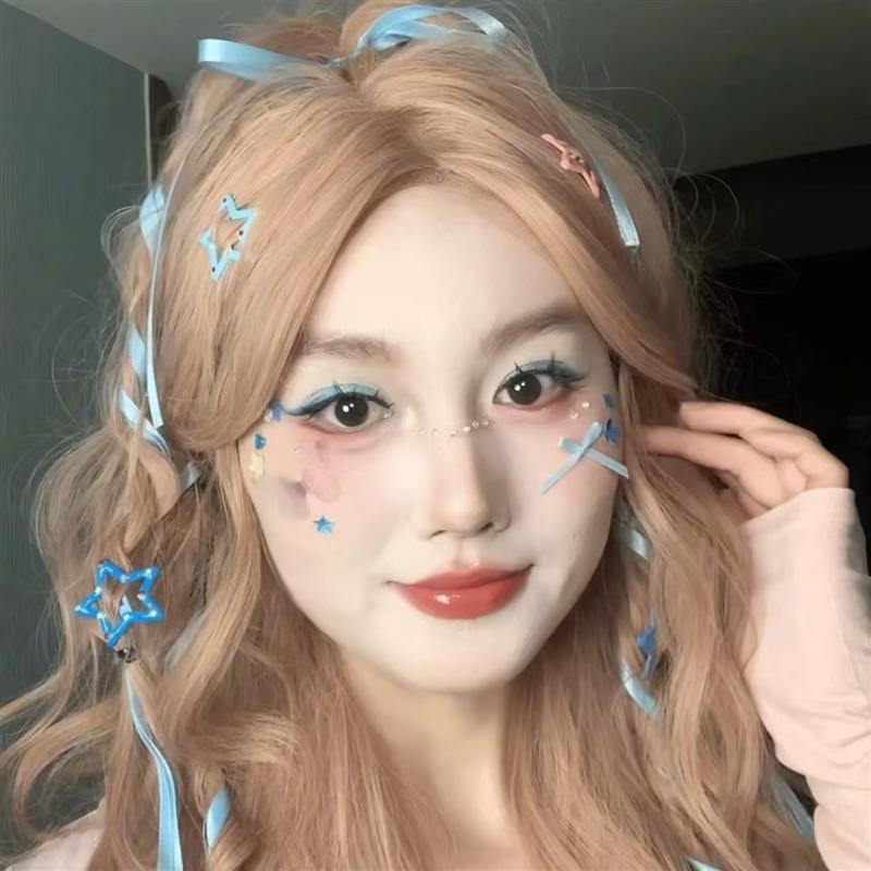 演唱会蓝色蝴蝶贴钻脸饰品张杰五月天周深应援氛围感创意妆面贴